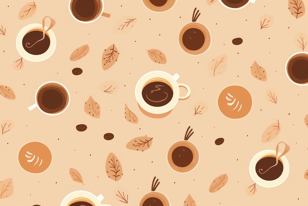 Coffee cute pattern coffee backgrounds cup. AI generated Image by rawpixel.