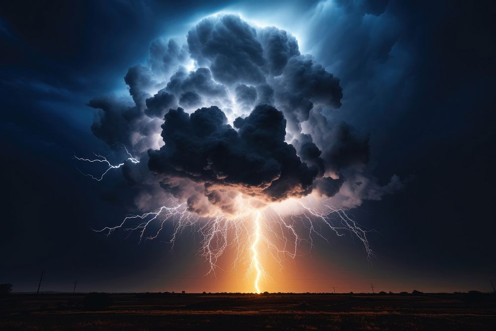 Storm thunderstorm lightning outdoors. AI generated Image by rawpixel.