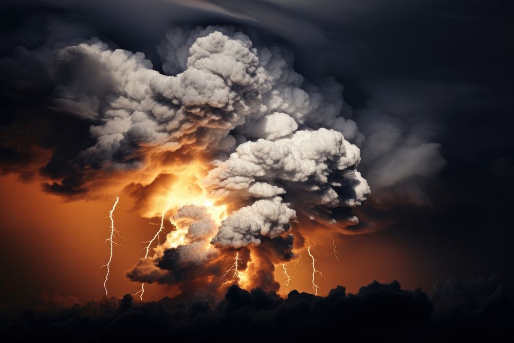 Storm cloud portal fire thunderstorm lightning. AI generated Image by rawpixel.