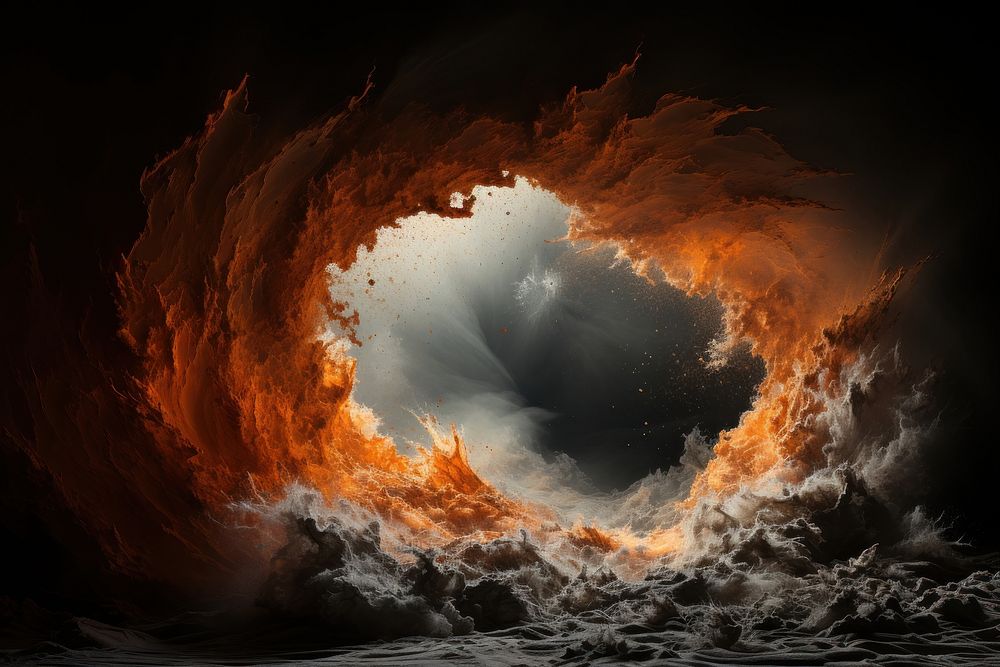 Sandstorm portal fire destruction exploding. AI generated Image by rawpixel.