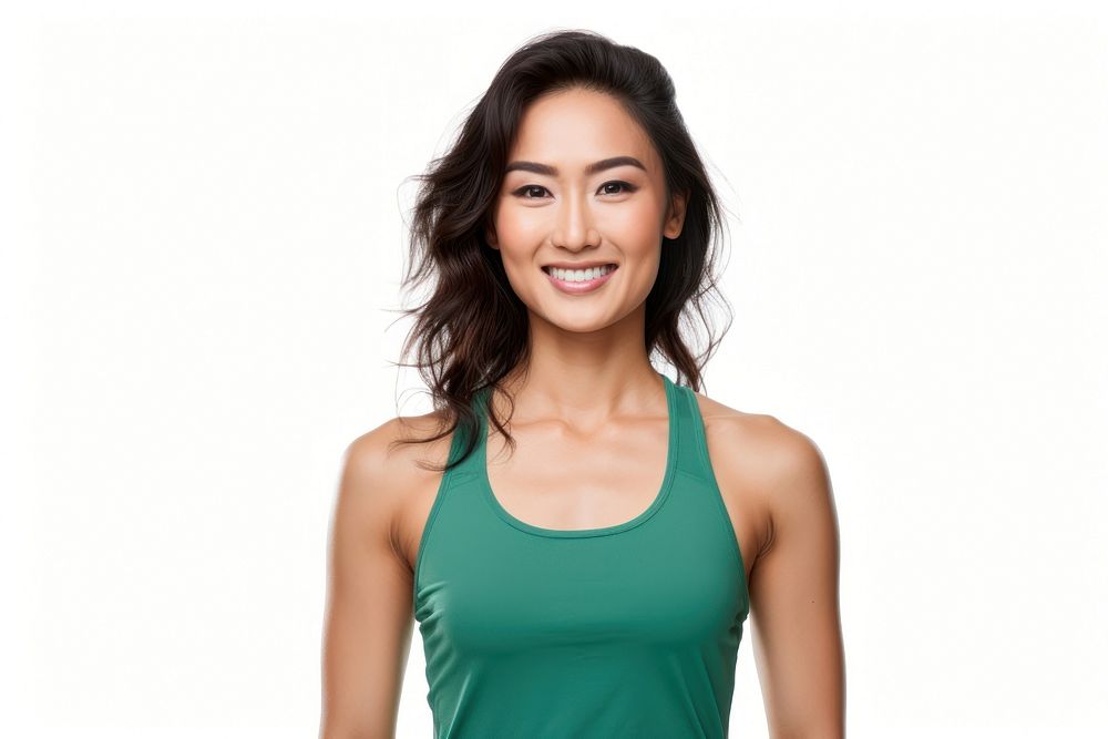 Sports tank Asian woman portrait smiling. AI generated Image by rawpixel.