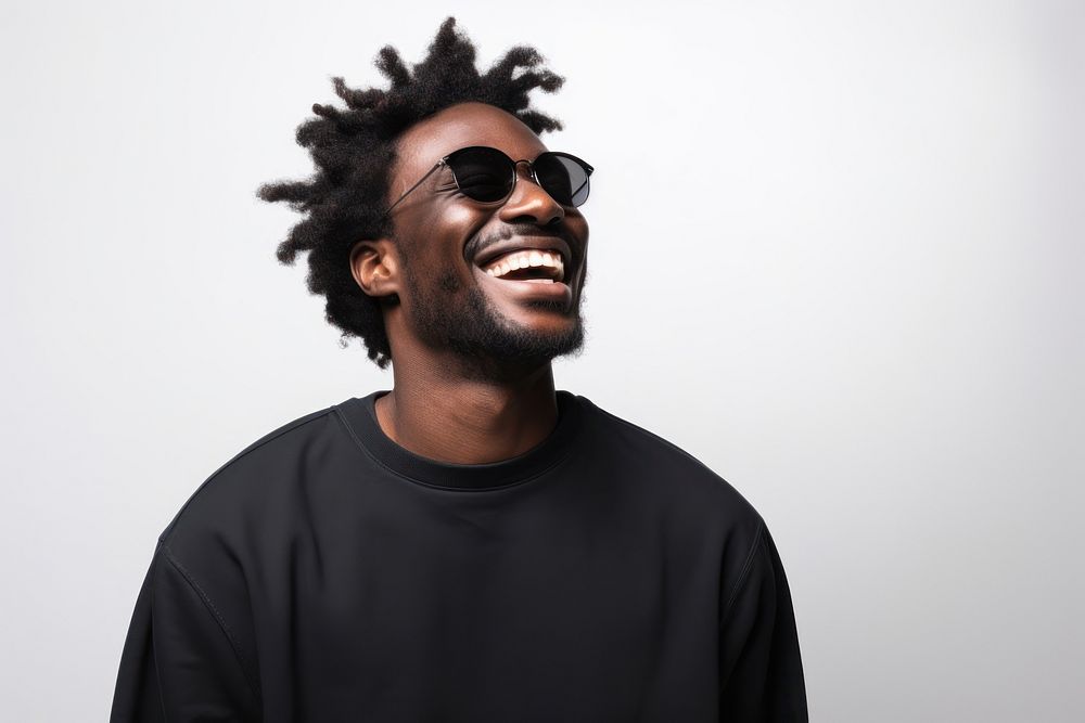 Man Black portrait laughing. AI generated Image by rawpixel.