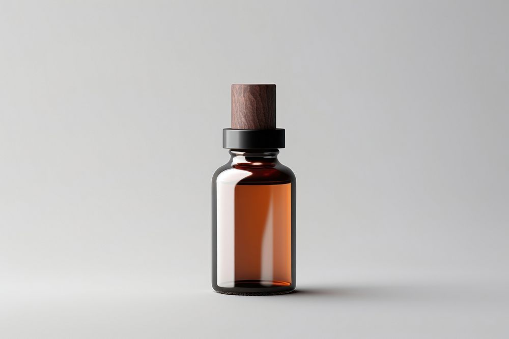 Bottle essential oil perfume white background. AI generated Image by rawpixel.