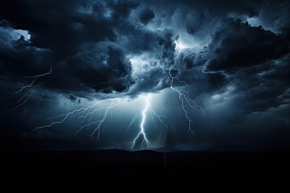 Apocalyptic thunder storm thunderstorm lightning outdoors. AI generated Image by rawpixel.