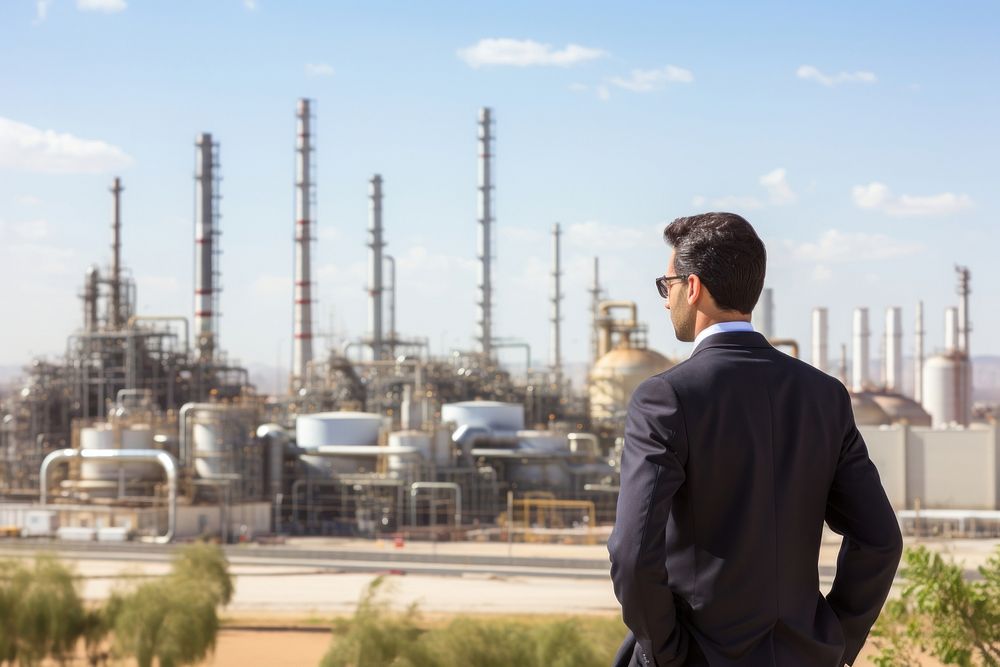 Middle eastern businessman refinery architecture outdoors. AI generated Image by rawpixel.