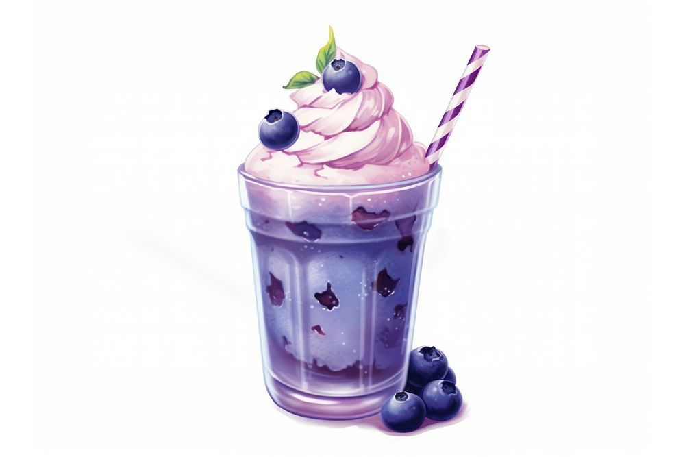 Blueberry Milkshake milkshake dessert fruit. AI generated Image by rawpixel.