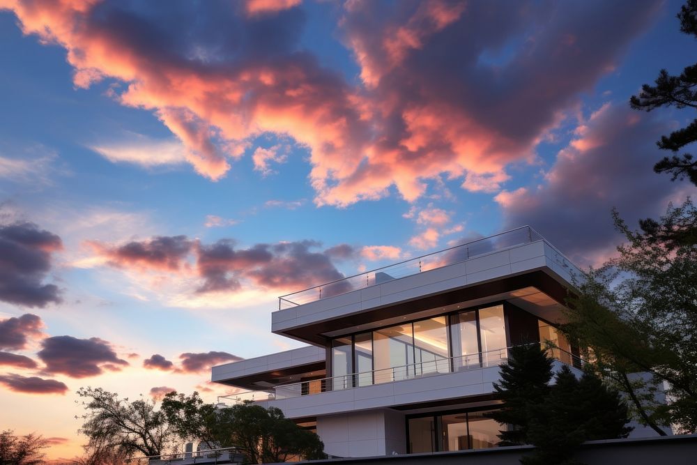 Modern house sky architecture building. AI generated Image by rawpixel.