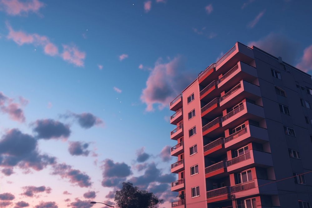 Apartment building sky architecture outdoors. AI generated Image by rawpixel.