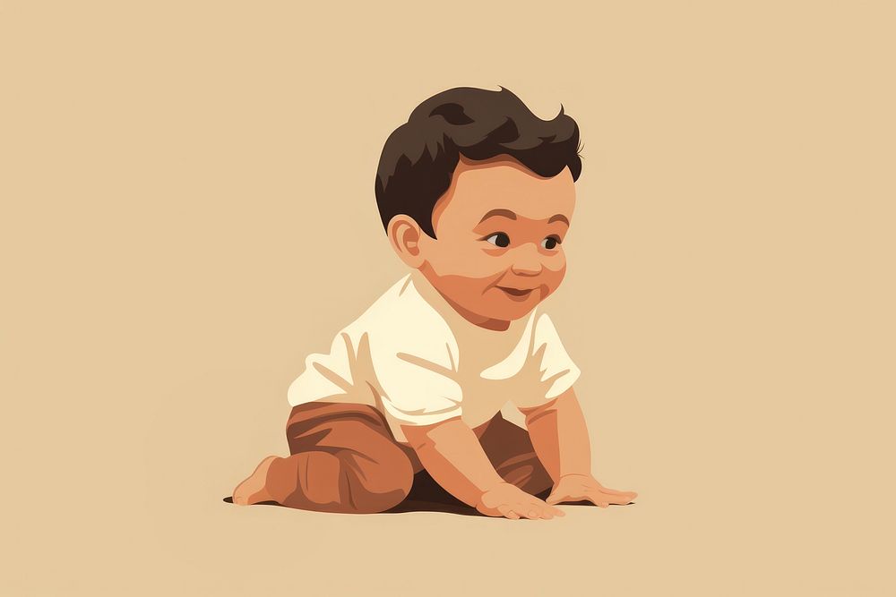 Baby boy crawling representation creativity. AI generated Image by rawpixel.