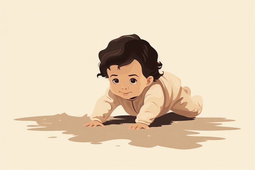 Baby girl crawling baby relaxation. AI generated Image by rawpixel.