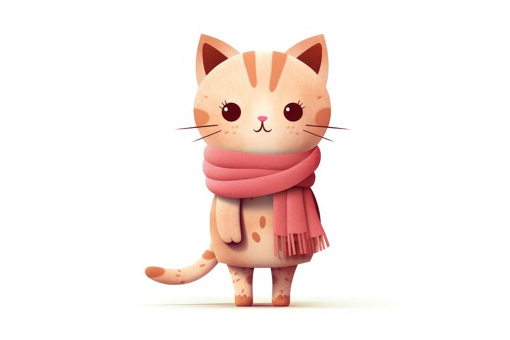 Kitten wearing scarf cute toy white background. AI generated Image by rawpixel.
