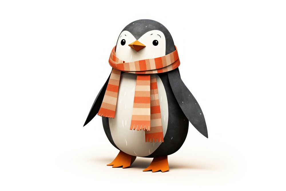 Penguin wearing scarf animal bird white background. AI generated Image by rawpixel.
