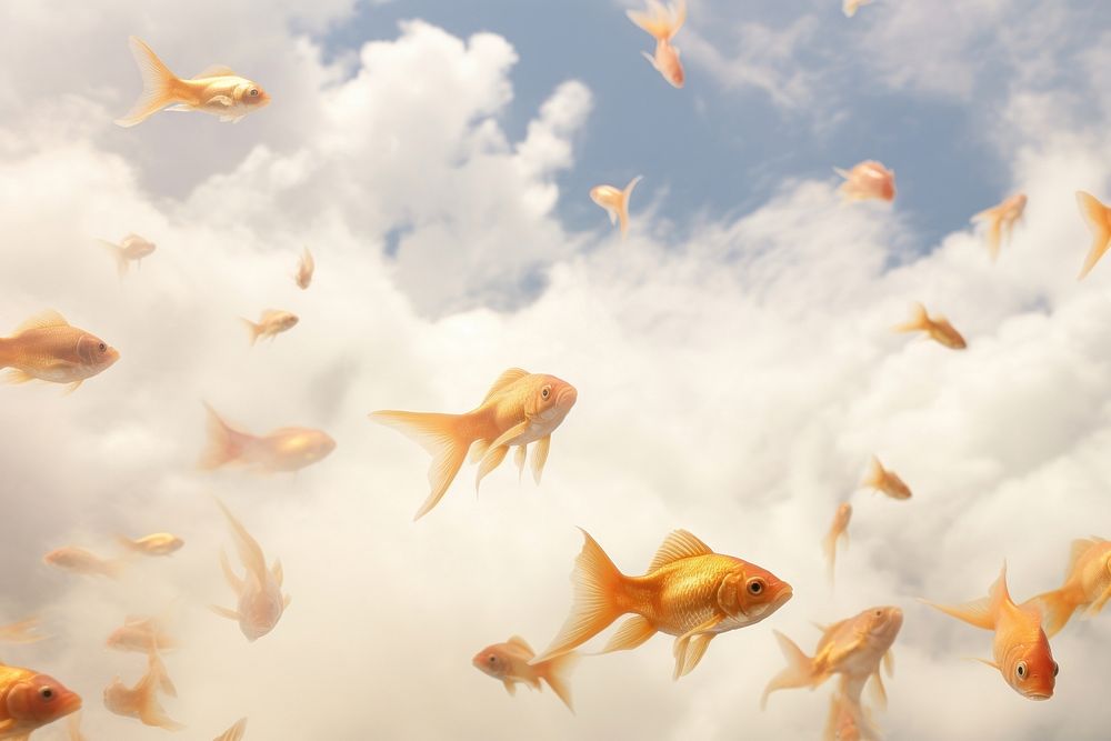 Golden fishes goldfish animal cloud. AI generated Image by rawpixel.