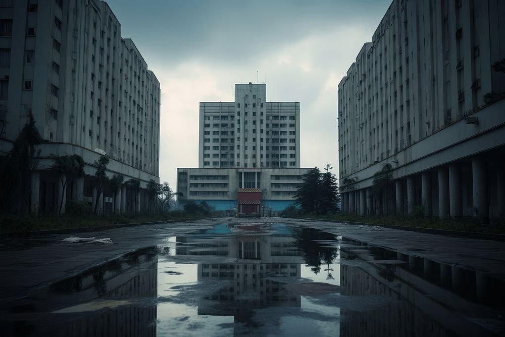 Vacant big hotel city architecture cityscape. 