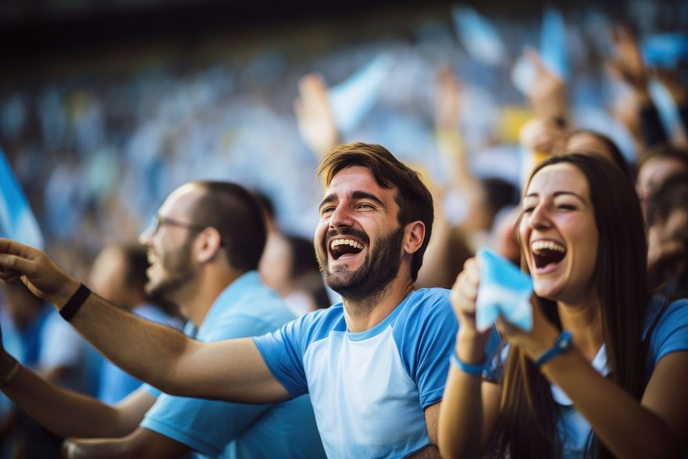 Cheering laughing football smiling. AI generated Image by rawpixel.
