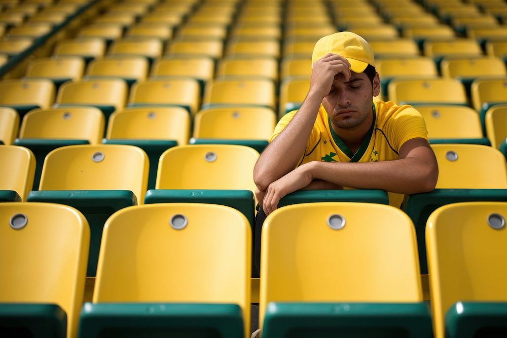 Worried stadium frustration electronics. AI generated Image by rawpixel.