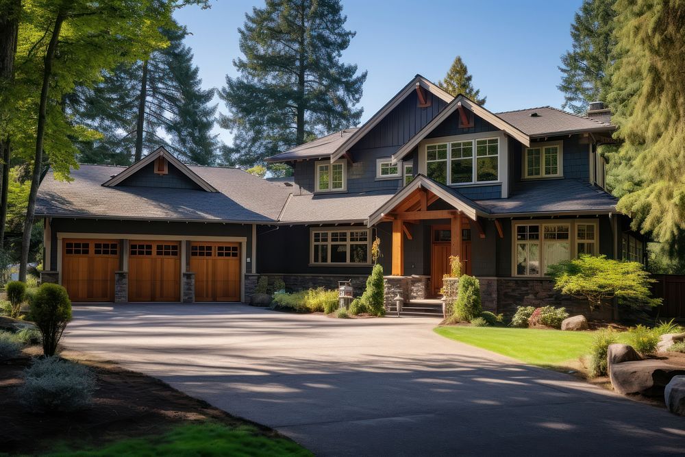 Craftsman style home garage architecture building. AI generated Image by rawpixel.