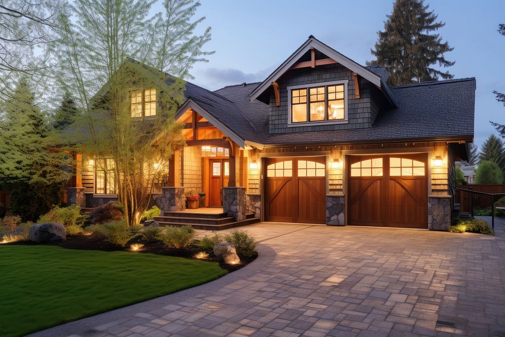 Craftsman style home garage architecture building. 