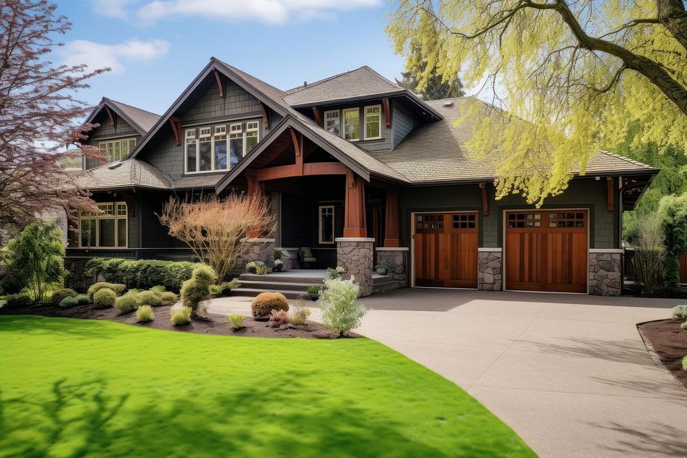 Craftsman style home garage architecture building. 