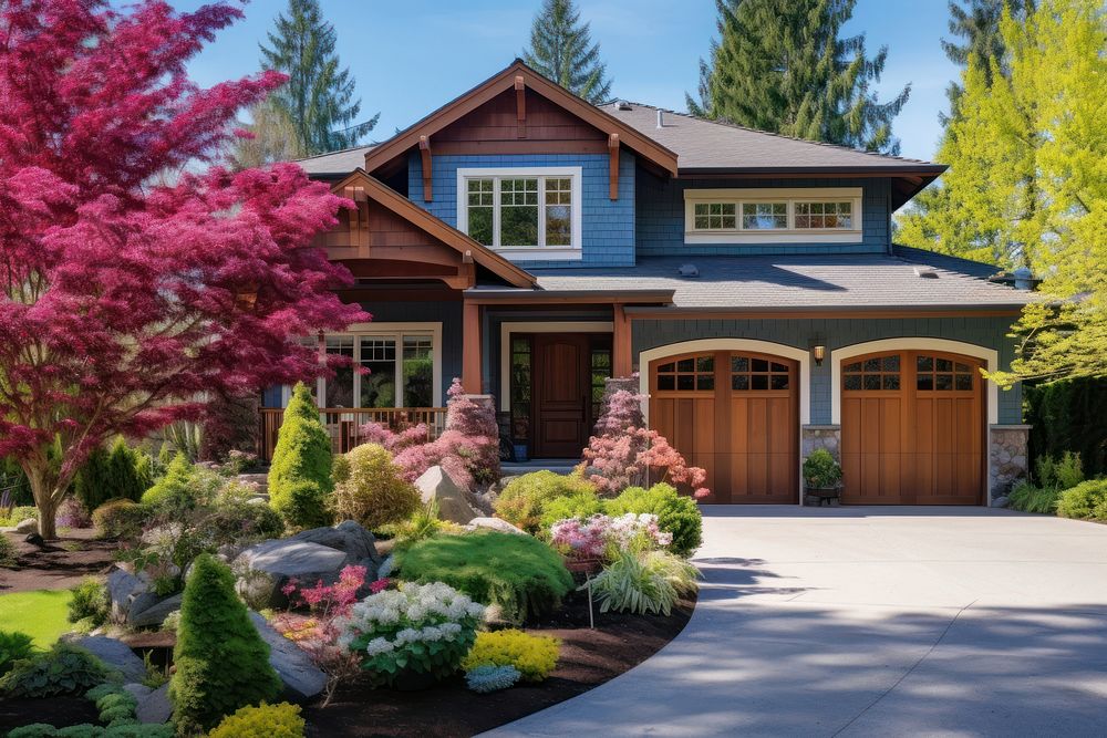 Craftsman style home garage architecture outdoors. AI generated Image by rawpixel.