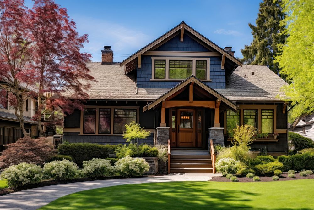 Craftsman style home architecture outdoors building. AI generated Image by rawpixel.