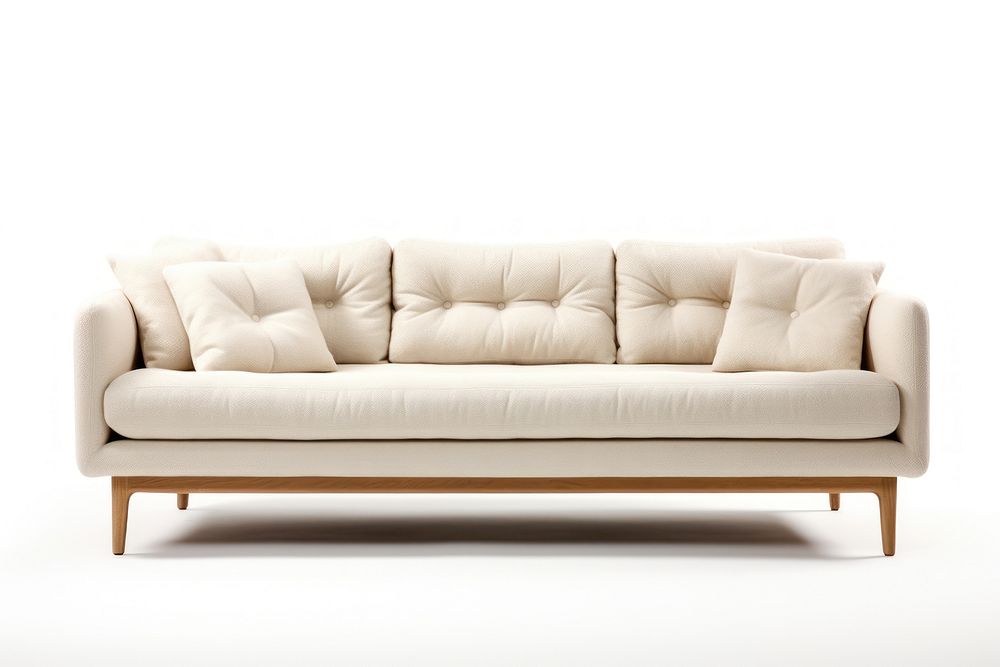 Beige couch furniture cushion white background. AI generated Image by rawpixel.