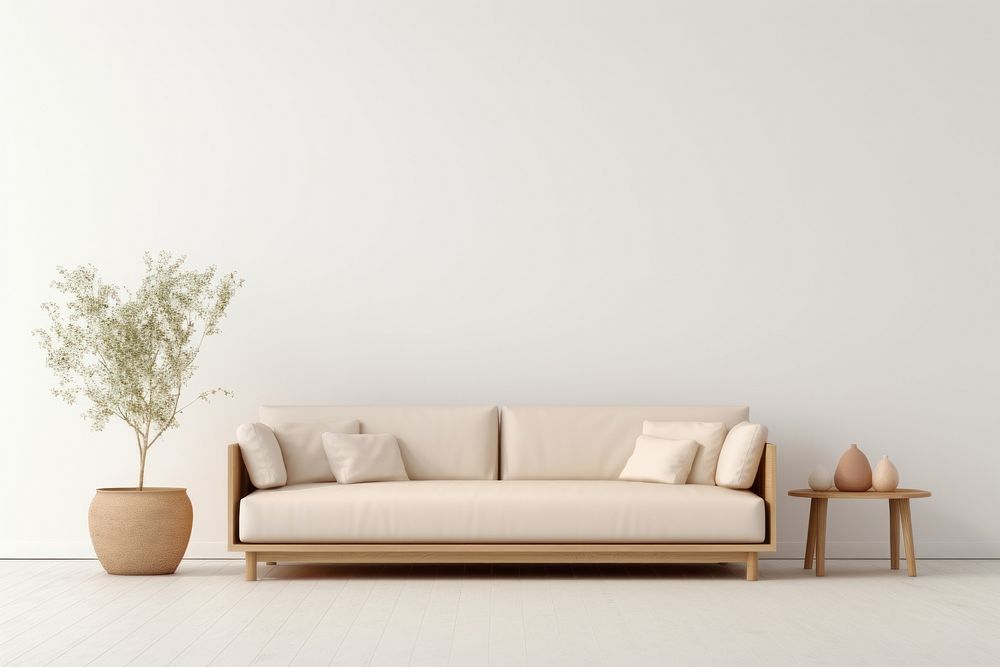 Beige couch architecture furniture cushion. | Free Photo - rawpixel