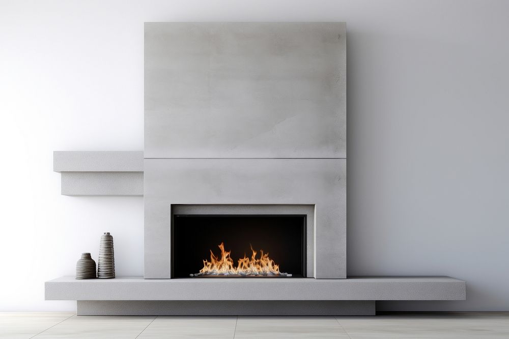 Modern fireplace hearth architecture comfortable. AI generated Image by rawpixel.