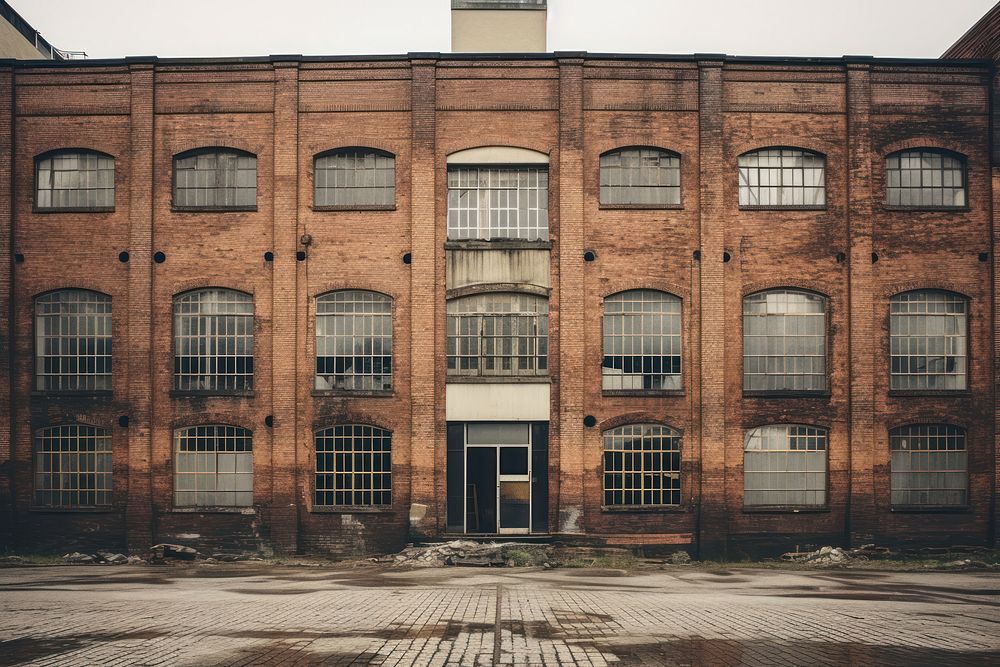 Old factory brick city architecture. AI generated Image by rawpixel.