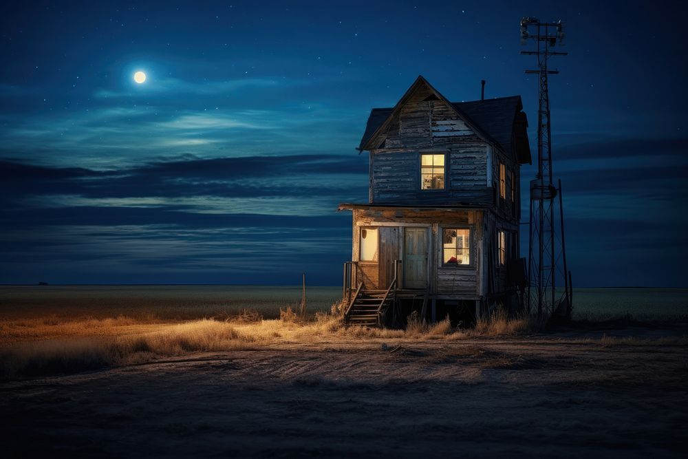 Small old house night architecture astronomy. AI generated Image by rawpixel.