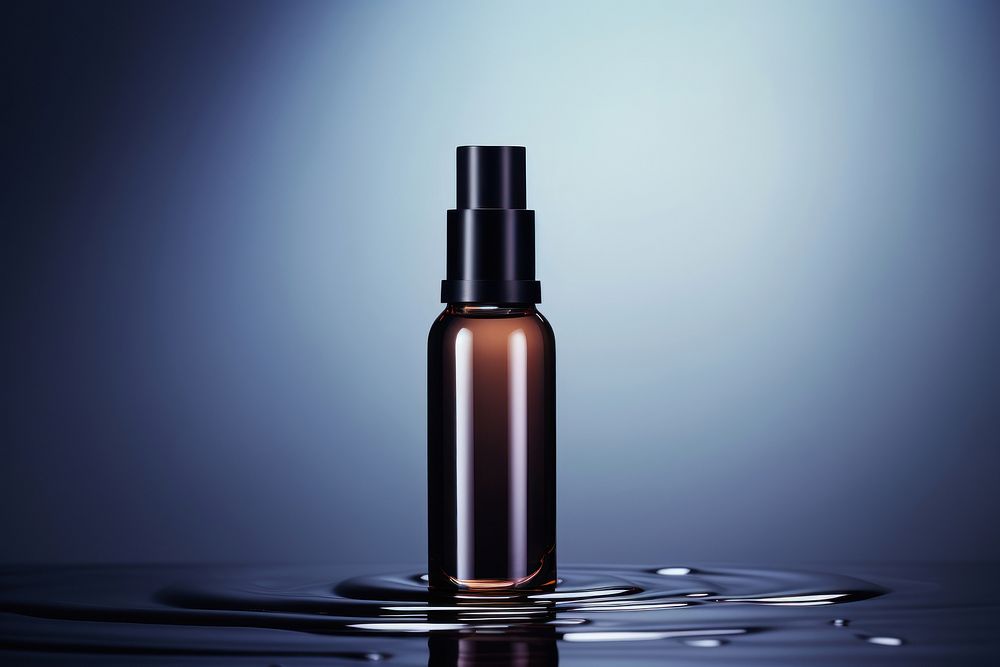 Dark glass bottle cosmetics perfume refreshment. 