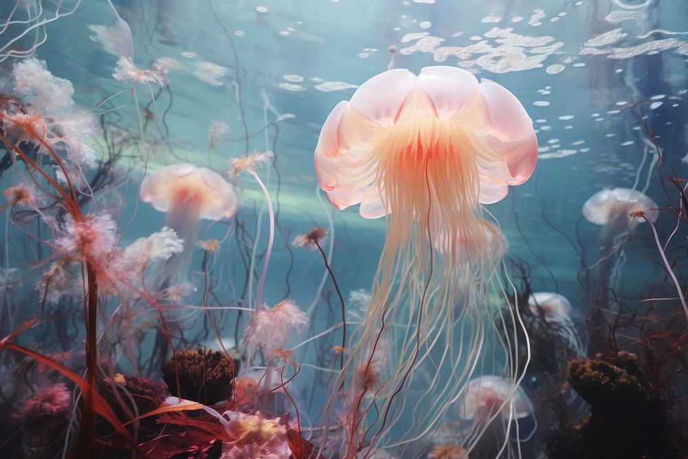 Deep ocean jellyfish outdoors animal. AI generated Image by rawpixel.
