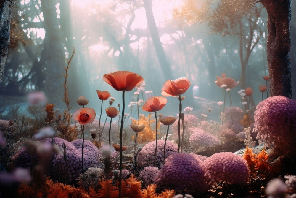 Flower outdoors nature forest. AI generated Image by rawpixel.