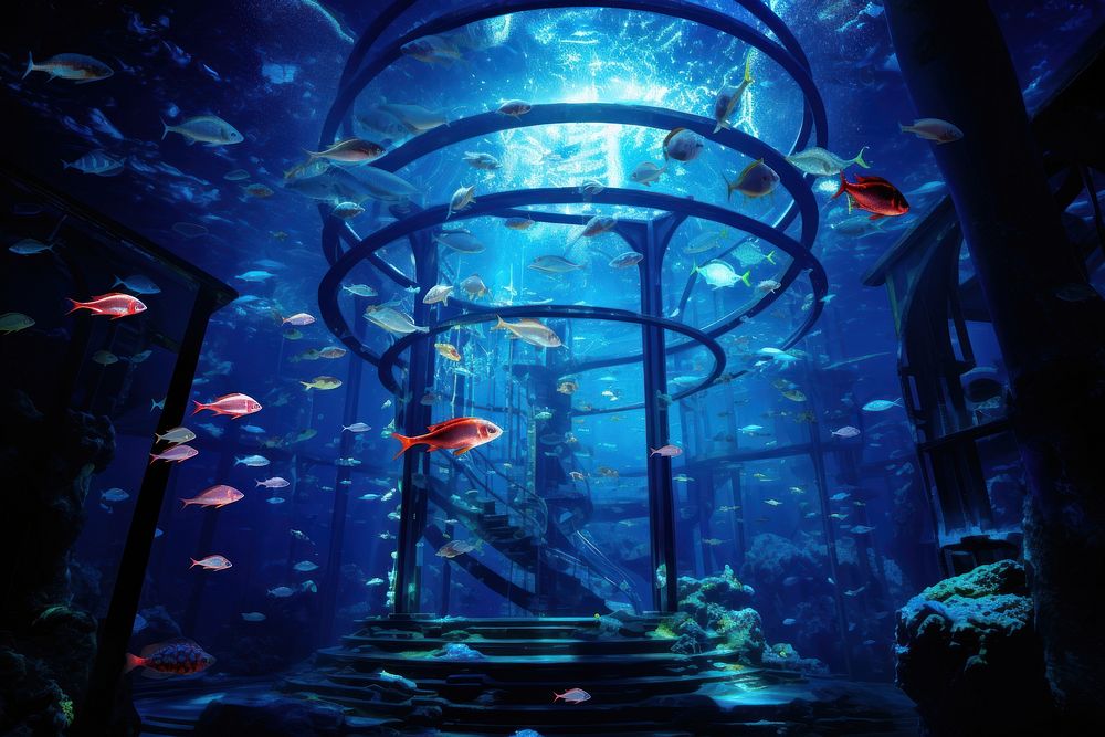 Fish aquarium outdoors swimming. AI generated Image by rawpixel.
