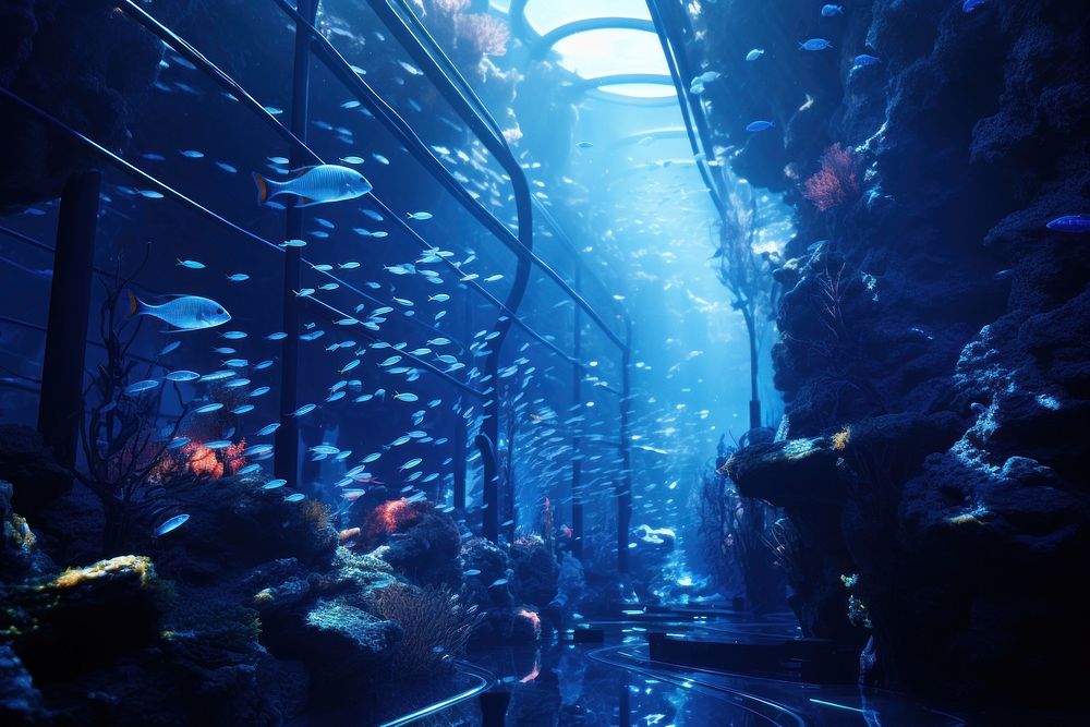 Fish swimming aquarium outdoors. AI generated Image by rawpixel.