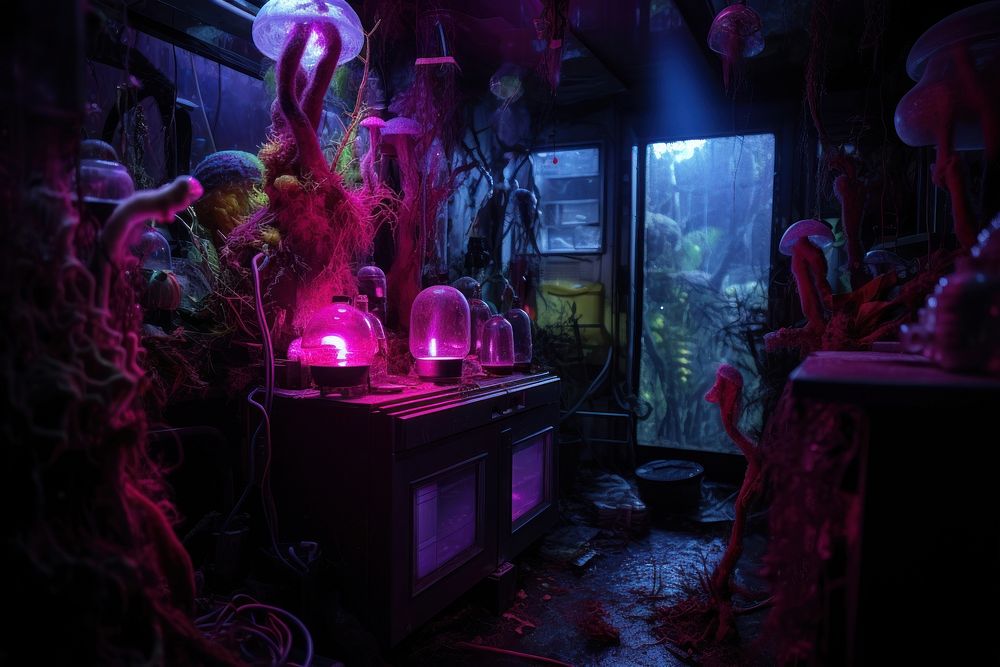 Witch room aquarium light illuminated. AI generated Image by rawpixel.