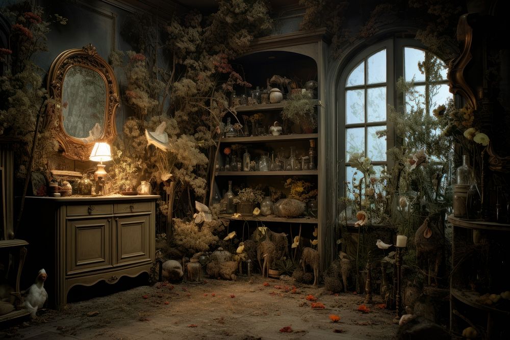 Witch room plant architecture decoration. 
