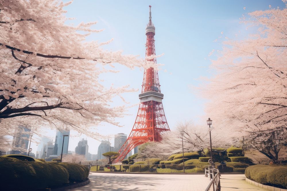 Tokyo Tower tower architecture building. AI generated Image by rawpixel.