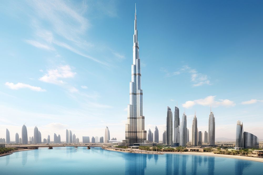 Burj Khalifa architecture skyscraper cityscape. AI generated Image by rawpixel.