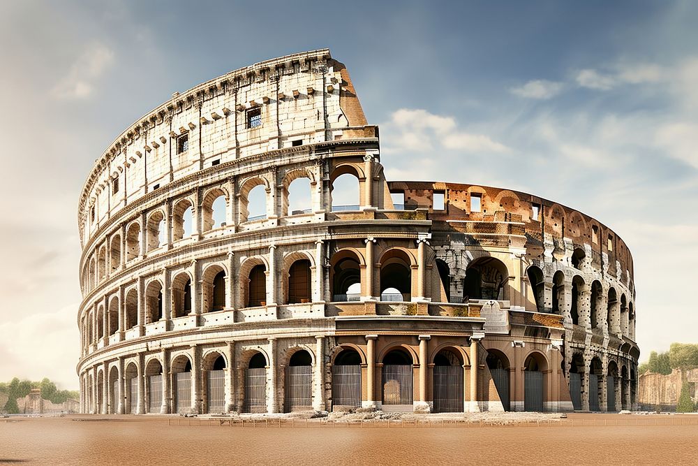Colosseum colosseum landmark amphitheater. AI generated Image by rawpixel.