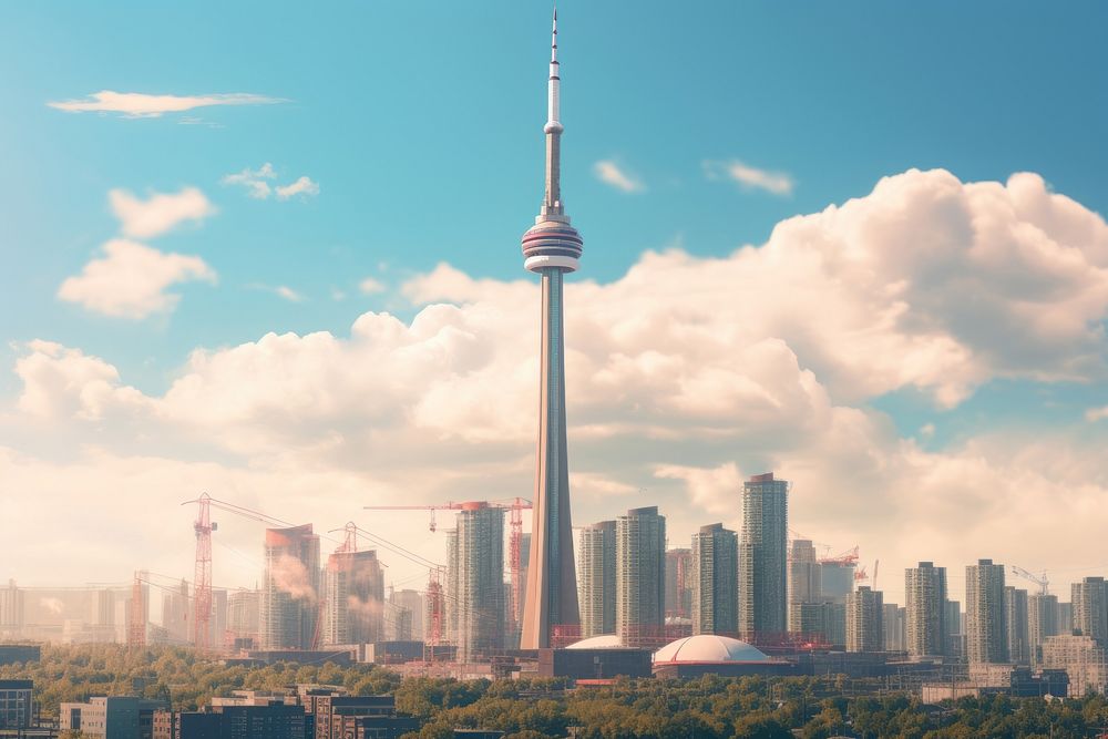 CN Tower tower architecture cityscape. AI generated Image by rawpixel.