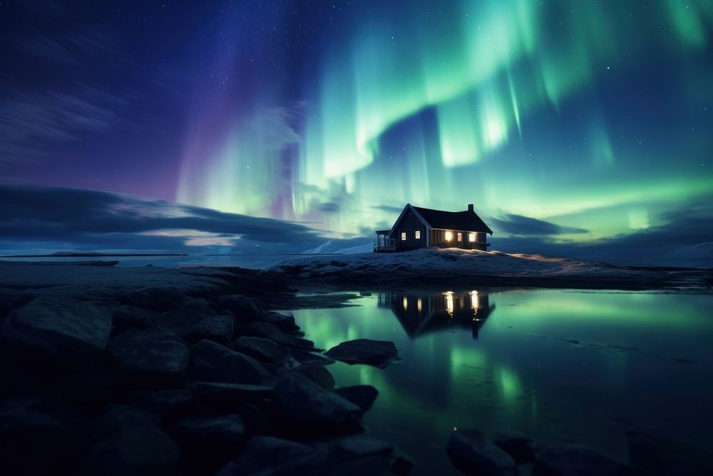 Northern Lights outdoors nature night. 