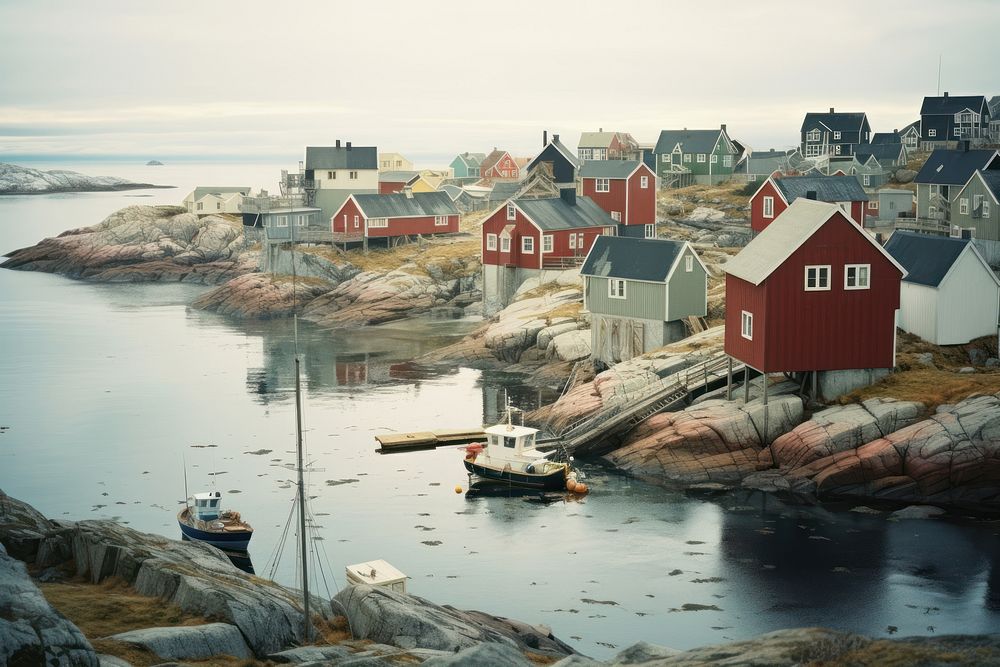 Nuuk architecture landscape outdoors. AI generated Image by rawpixel.