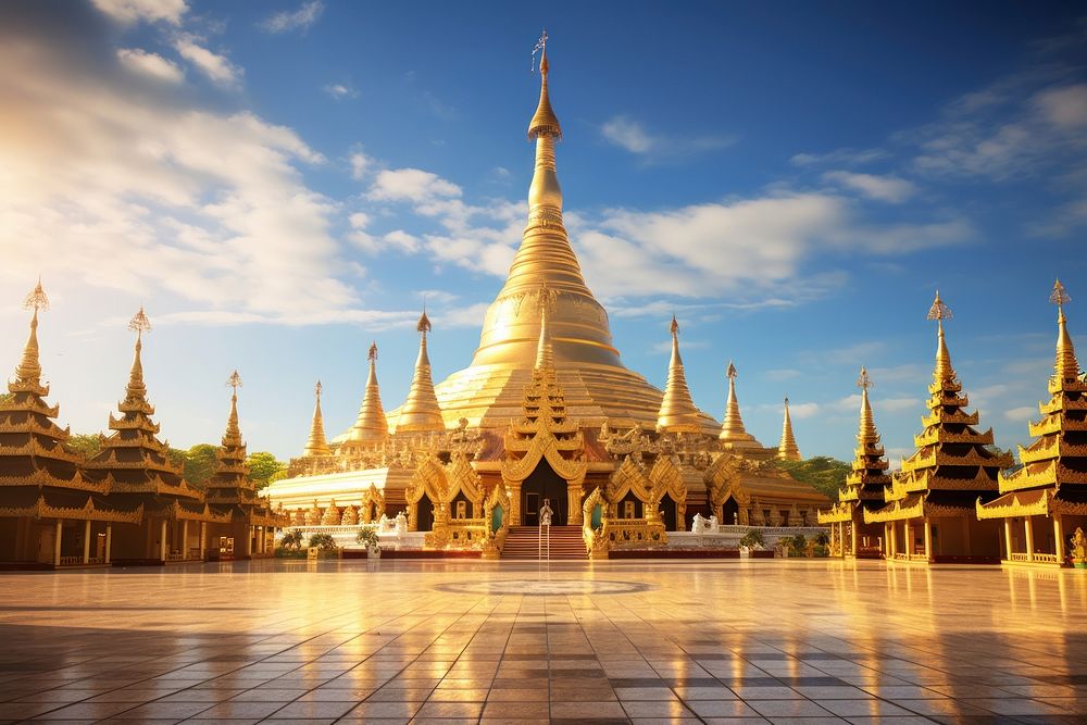 Shwedagon Pagoda pagoda architecture building. AI generated Image by rawpixel.
