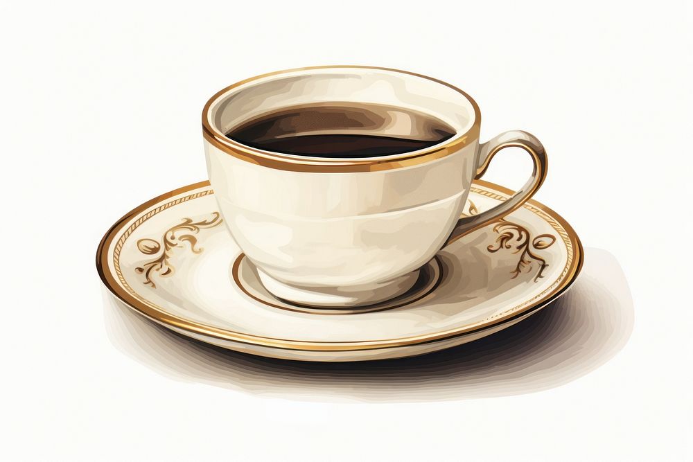 Coffee cup vintage saucer drink. AI generated Image by rawpixel.