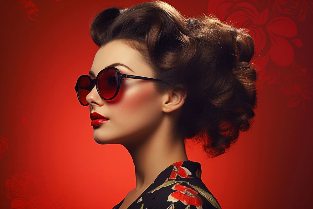 Retro sunglasses portrait fashion. AI generated Image by rawpixel.