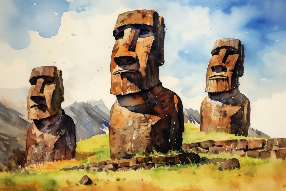 Easter Island Moai representation architecture archaeology. 