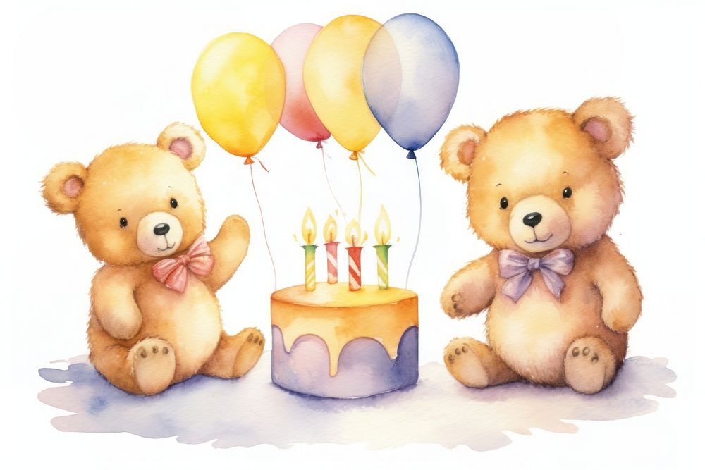 Cute bear birthday balloon dessert. AI generated Image by rawpixel.