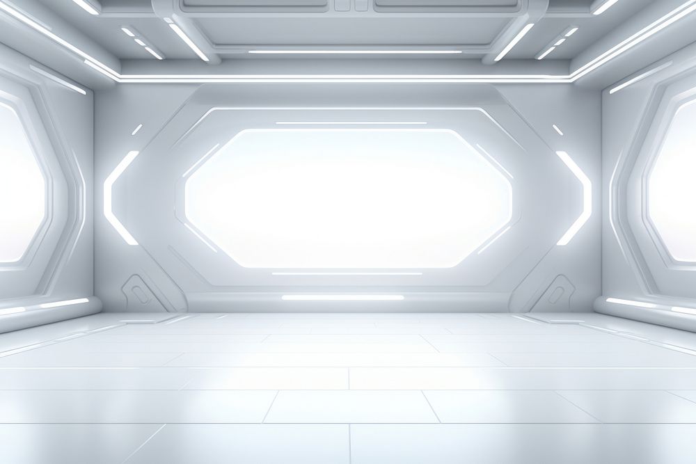 White technology background architecture illuminated futuristic.