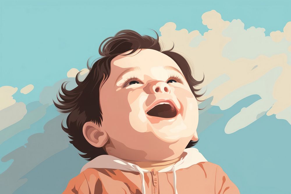 Baby smiling relaxation happiness. AI generated Image by rawpixel.